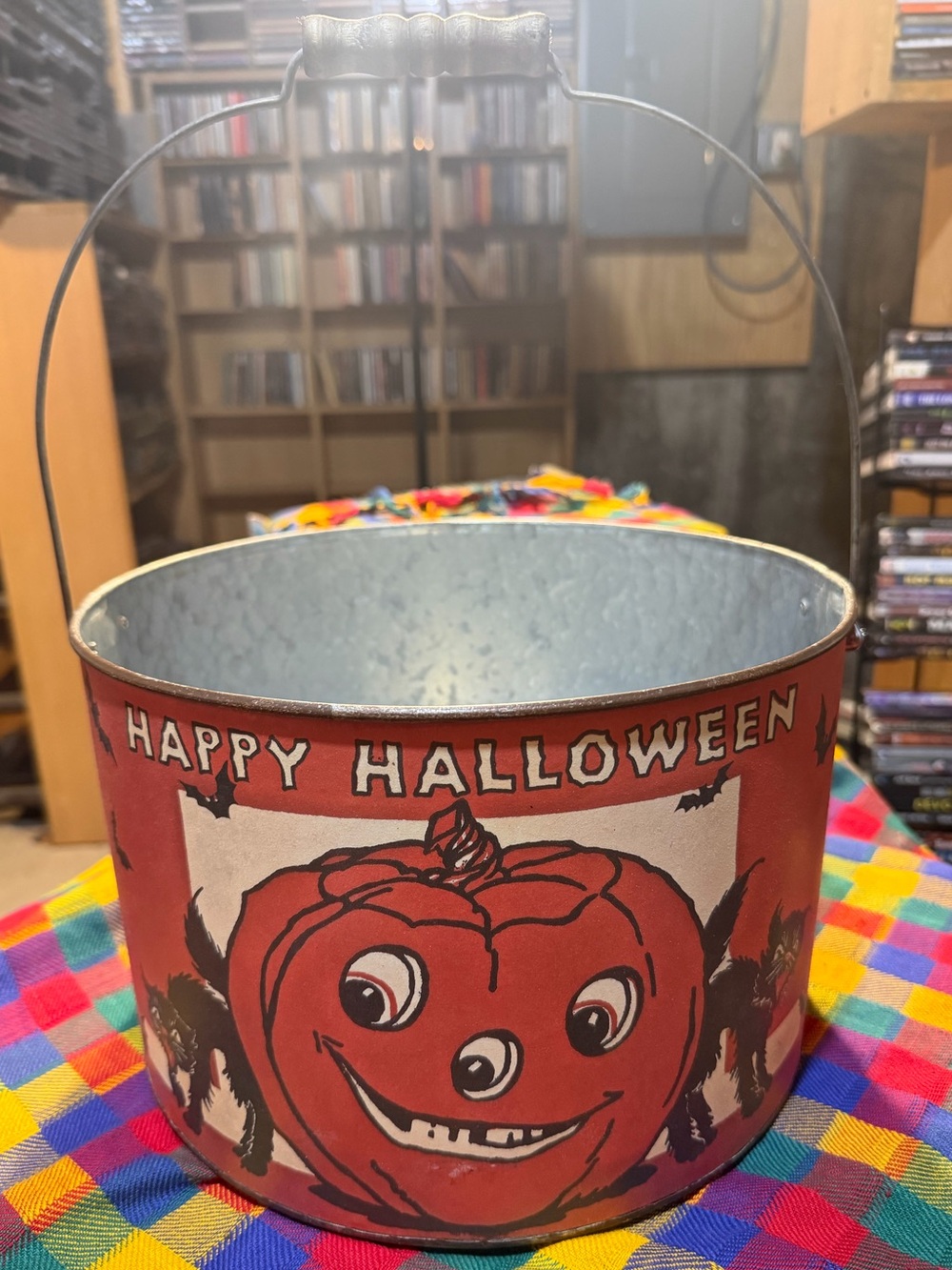 Primitives by Kathy Large Metal Halloween Pumpkin Pail